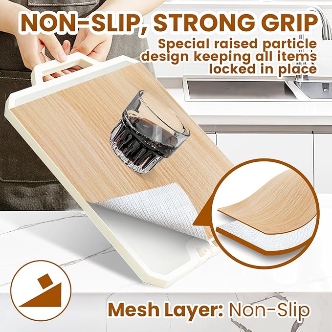 Drawer Shelf Liner for Kitchen Cabinets Non-Adhesive, Non Slip Shelf Paper Waterproof Thickened Cabinet Liners for Shelves, Strong Grip Mats for Cupboard, Dresser, Pantry, Beige, 23.6 in x 20 FT - Image 2