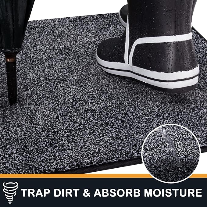 PURRUGS Dirt Trapping Door Mat 24" x 59", Non-Slip Machine Washable Entryway Rug, Dog Doormat, Indoor Front Door Mat, Super Absorbent Entry Rug for Muddy Shoes & Paws, Bluish Grey-Black - Image 5