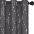 Deconovo Short Curtains Grey, Blackout Kitchen Curtain, Thermal Insulated Soundproof Drapes, Wave Dots Foil Print, 42 x 54 Inches, 2 Panels, Machine‑Washable Privacy Window Panel for Small Windows by Deconovo
