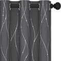 Deconovo Short Curtains Grey, Blackout Kitchen Curtain, Thermal Insulated Soundproof Drapes, Wave Dots Foil Print, 38 x 36 Inches, 2 Panels, Machine‑Washable Privacy Window Panel for Small Windows by Deconovo
