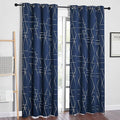 NICETOWN Blackout Curtain Panels 84 inches Long, Window Treatment Foil Printed Line Pattern Thermal Insulated Grommet Blackout Drapes for Living Room/Office/Guest Room (Navy, 1 Pair, 52 inches Wide) by NICETOWN