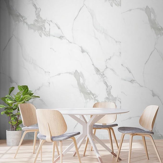 Marble Peel and Stick Waterproof Wall Paneling, 118" x 47" Carrara White Glossy Finish Self-Adhesive Backsplash Tile Vinyl Wall Panel for Kitchen Bathroom Wall Decor, Covers 38.75 Sq. Ft. - Image 6