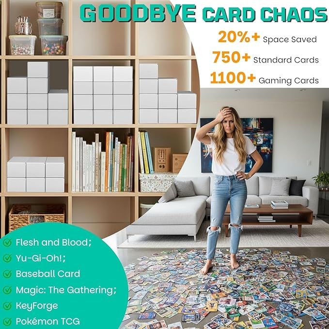 Card Box for Trading Cards Storage Box, Laminated Card Storage Box with Dividers, 1100 Count White Cardboard Boxes for Mtg/TCG/Magic/ Sports Card Storage,Trading Card Holder for Collector(3 Pack) - Image 2