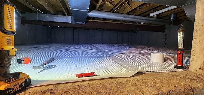 Whitecap Dimple Drainage Matting 4' x 50' - Heavy Duty Foundation Drainage Membrane for Crawl Space & Basement, Protects Vapor Barriers, Improves Water Flow, Waterproof Floor Underlayment - Image 3
