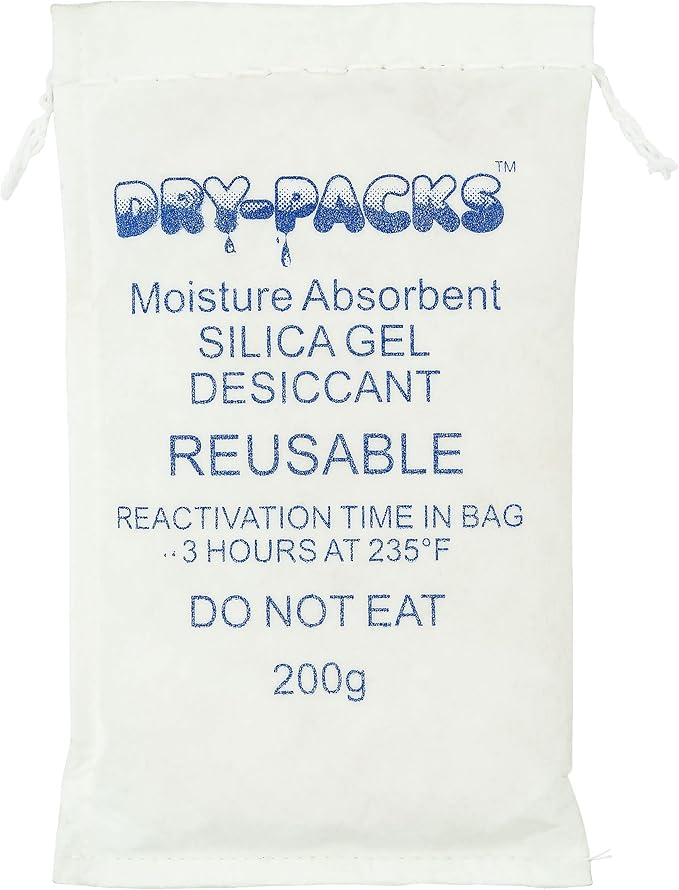 200 Gram Reusable Reactivatable Cotton Bag Silica Gel Desiccant - Perfect for Drawers Safes Storage Up To 15 Cubic Ft, DP200BAG 1 Pack by DryPacks