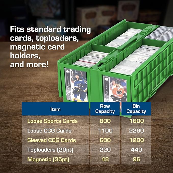 BCW Collectible Card Bin Green | Holds up to 1600 Cards | Plastic Storage Box for Pokémon, MTG & Sports Cards - 2 Pack - Image 5