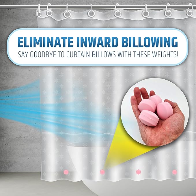 Powerful Anti-Billowing Magnetic Shower Curtain Weights for Splash-Free Bath Experience - 360° Silicone Wrapped - Will Never Rust - Heavy Magnets Prevent Curtain Liners from Blowing | 4 Pairs | Pink - Image 2