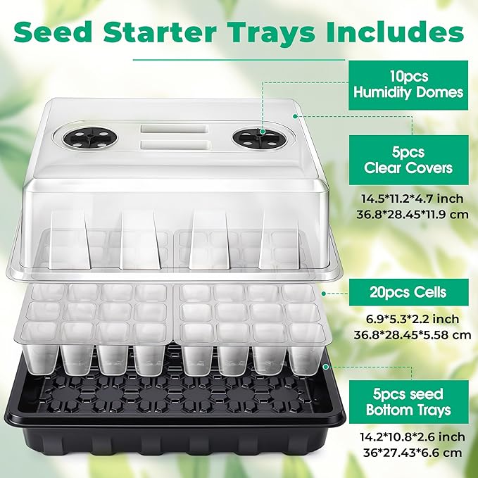 Seed Starter Tray, Seedling Starter Trays for Starting Plant Seeds, Indoor Gardening Plant Germination Trays, Black, 5PCS - Image 4
