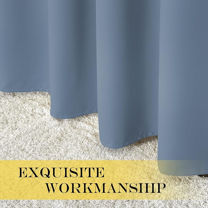 NICETOWN Blackout Stone Blue Curtains 63 inch Length - Window Treatment Energy Saving Thermal Insulated Room Darkening Grommet Drapes for Living Room (1 Panel, W46 x L63) - Image 6