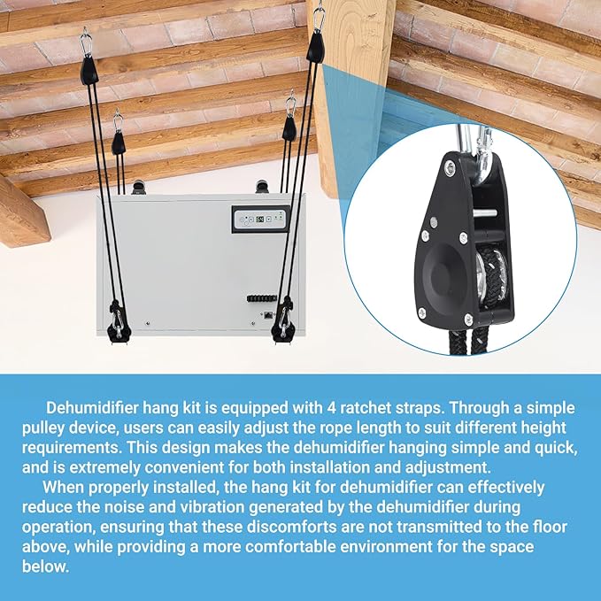 Dehumidifier Hanging Kit, Dehumidifier Joist Hanging Kit for Crawl Space and Basement Dehumidifiers, Helps Reduce Noise and Vibration of The Unit - Image 6