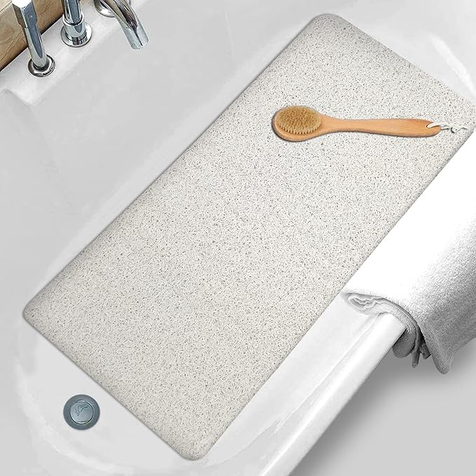 Shower Mats Non Slip,16x36'' Long Bathtub Mat Non-Slip for Bathroom Tub Showers Anti Slip for Elderly,Loofah Anti Slip Shower Matt,Shower Stall Mat for Inside Shower-White by NQWei