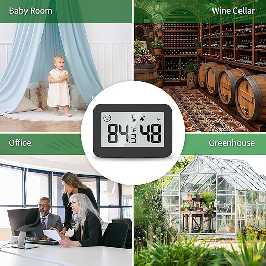 DOOMAY Mini Hygrometer Indoor Thermometer, Humidity Gauge with ℃/℉ Switch, Humidity Meter Digital Temperature Monitor for Greenhouse Babyroom Cellar Reptile Incubator Closet (4) - Image 8
