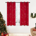 Deconovo Short Blackout Curtains, Christmas Red Curtain, Thermal Insulated Soundproof Drapes, Wave Line Dots Foil Print, 38 x 54 Inch, 2 Panels, Machine‑Washable Window Drape for Kitchen Small Window by Deconovo