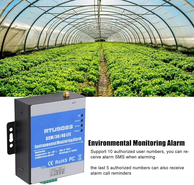 RTU5023 Wireless Temperature Humidity GSM Alarm Monitor with SMS Alerts for Power Outage and Environmental Monitoring AC 100‑240V, for Home Office Hotle - Image 4