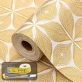 Shelf Liners for Kitchen Cabinets 23.62in x 20FT, Non Adhesive Cabinet Liner Strong Non-Slip Golden Leaf Drawer Liner, Easy to Clean for Shelf, Cabinet with Knife and Tape Measure by Kimhan
