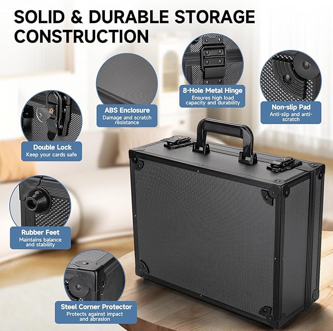 Trading Card Storage Box for 3" X 4" 35pt Toploaders 600+, Sturdy Secure Large Capacity Hard Case with 6 Foam Stoppers, Fits Toploader Magnetic Holders MTG Baseball Sports Card Storage Box Case - Image 4