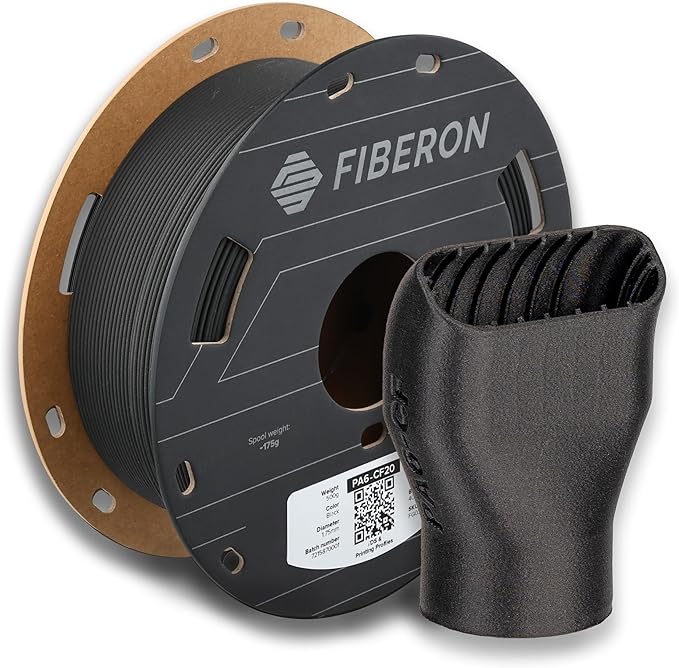 Polymaker Fiberon PA6-CF Carbon Fiber Nylon Filament 1.75mm Black 0.5kg, Fiberon PA6-CF Nylon Warp Free 1.75mm 3D Printing Filament by Polymaker