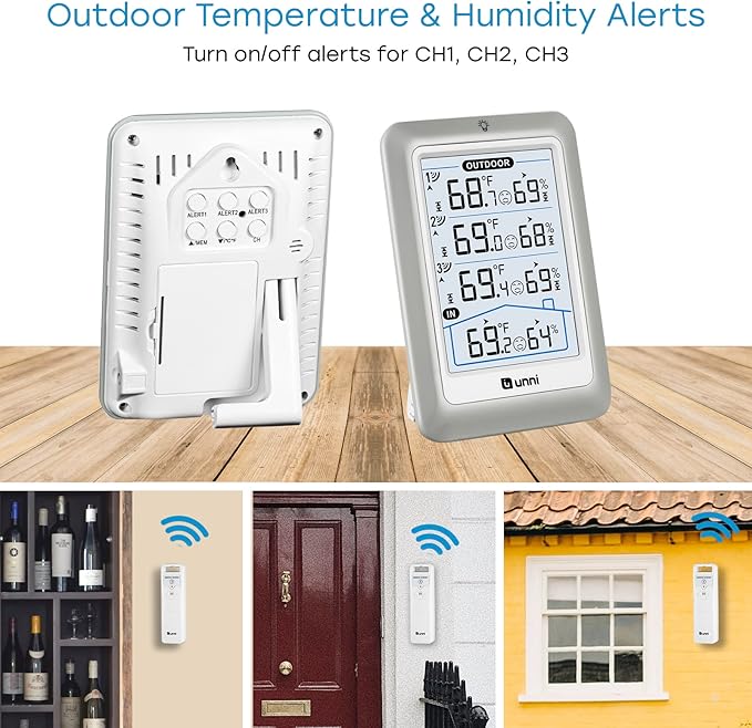 Indoor Outdoor Thermometer Wireless, 4.5 Inch Display Digital Hygrometer Thermometer Temperature Humidity Monitor with 330ft Range Sensor and Adjustable Backlight - Image 5