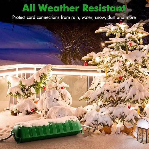 Restmo Extension Cord Safety Cover, IP44 Waterproof Connection Box, Weatherproof Electrical Enclosure Seal to Protect Outdoor Outlet, Plug, Holiday Decoration Light, Fountain, Power Tool, Green - Image 6