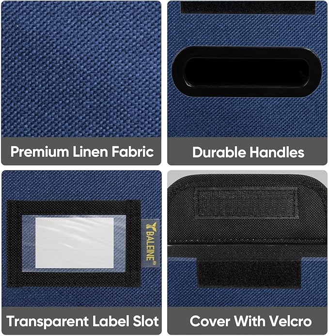 BALEINE File Organizer Box with Lid, Collapsible File Folder Organizer with Plastic Slide, Hanging File Folder Box for Office Document Storage (2 Pack, Blue, S) - Image 6
