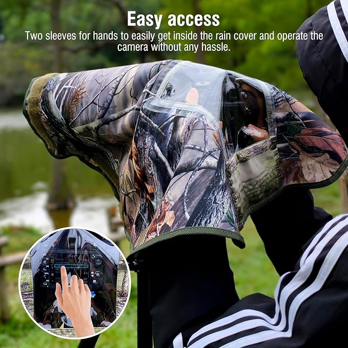 Camera Rain Cover with Openable Viewing Window & Strap Mountable Design,Waterproof Camera Raincoat Sleeve Protector (XXL) - Image 4