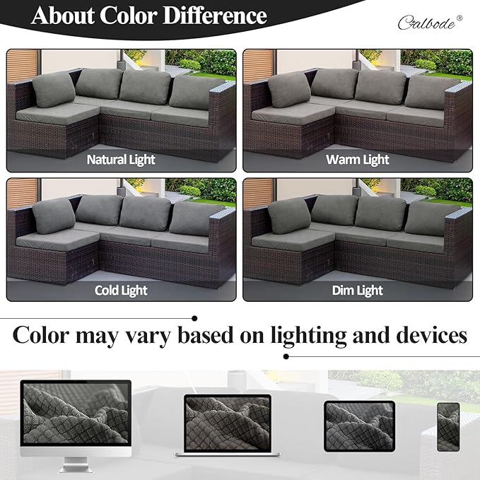 12Pcs Outdoor Stretch Cushion Covers,Waterproof Outdoor Chair Cushion Covers for Patio Furniture, Washable Jacquard Couch Covers Replacement for Patio Furniture(Grey, Cover Only) - Image 5