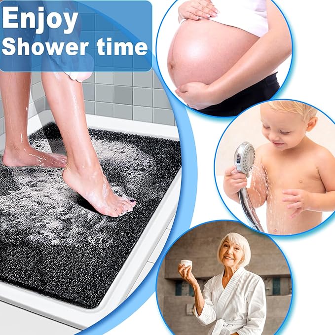 Shower Mats Non Slip for Elderly, 24x32’’Lager Loofah Loofah Bath Mats for Shower, Non-Slip Bath Mat for Elderly-Black - Image 5