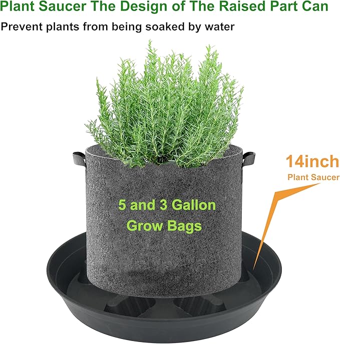 4 Pack Plant Saucer 14 inch, Plastic Plant Saucers for Indoors, Raised Middle Plant Trays for Pots, Water Tray for Plants, Plant Stand Water Catcher Tray, Pot Saucers for Plants - Image 4
