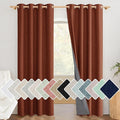 NICETOWN 100% Absolutely Blackout Linen Curtains with Thermal Insulated Grey Liner, 52" Wide, 2 Panels, 84 inches Long Drapes, Grommet Retro Burnt Orange Linen Vertical Drapes Privacy for Bedroom by NICETOWN