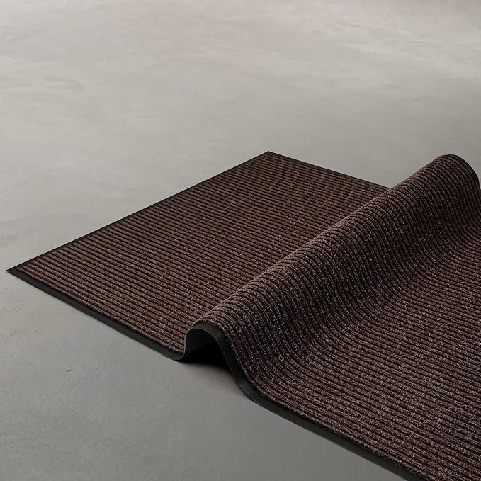 MaxMat® Large Waterproof Doormat - Heavy Duty, Commercial, Low-Profile, Easy to Clean, Rubber Floor Mat (2 x 6 Feet, Brown, MXM-RIB0026BR) by MaxMat