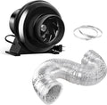 HealSmart 4 Inch 195 CFM Exhaust Inline Vent Booster Blower and 25 Feet Non-Insulated Flex Air Aluminum Foil with 2 Clamps for Indoor Grow Tent Hydroponics Ventilation, Quiet by HealSmart