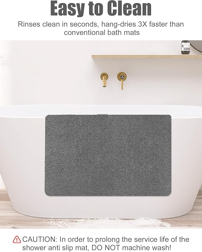 Large Shower Mat, Yonala 23.6 x 35.4 Inch Non Slip Shower Mats for Inside Shower, Soft PVC Loofah Bath Mat, Quick Drying, Easy Clean - Image 6