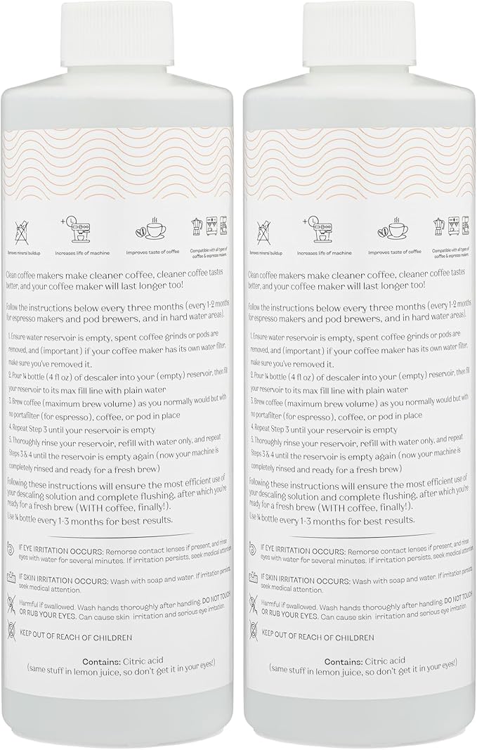 Descaler for Delonghi Espresso Machine, Keurig, Breville, Nespresso, and All Other Espresso Makers | Liquid Descaling Solution Removes Deposits for Cleaner Coffee (2 500ml bottles, 4 uses per bottle) - Image 3