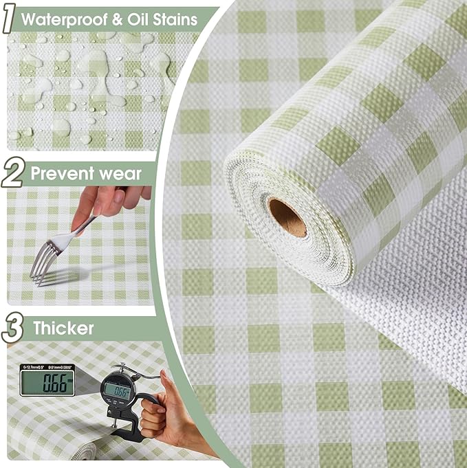 Drawer and Shelf Liner, Non-Slip Kitchen Cabinet Liners Non-Adhesive Thick Strong Grip Waterproof Washable Mats Protect Dresser Shelves Cupboard Bathroom Cabinets, Sage Green, 12 in X 10 FT - Image 5