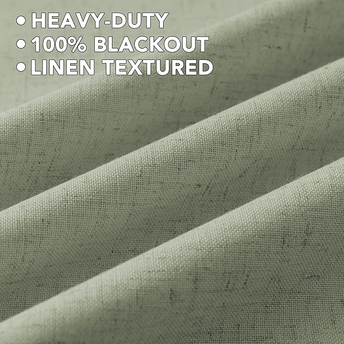 H.VERSAILTEX Linen Curtains 100% Blackout Curtains for Bedroom 108 inch Long Full Light Blocking Nature Linen Blended Window Curtains for Living Room Nickel Grommet (2 Panels, Heathered Tea) - Image 5
