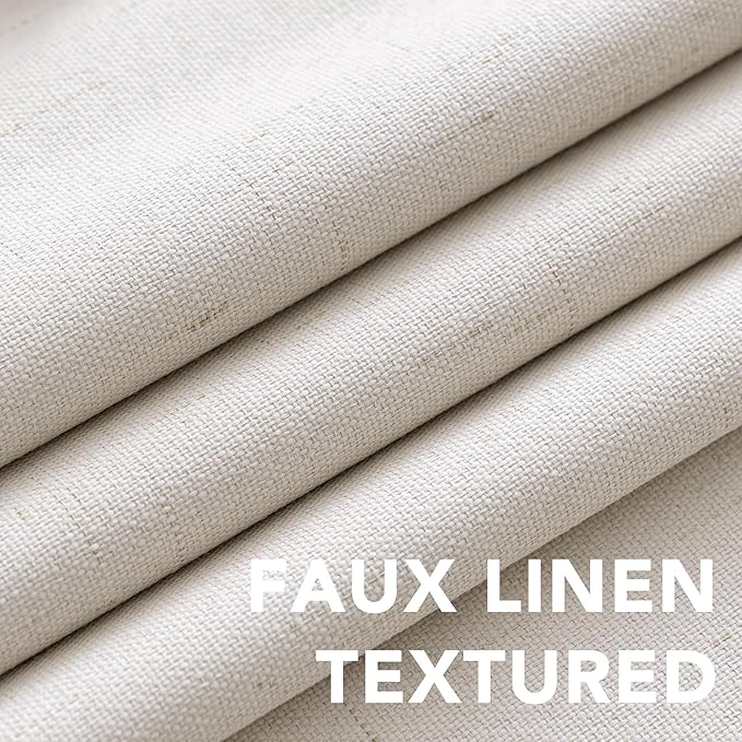 H.VERSAILTEX Primitive Linen Curtains 100% Blackout Curtain Drapes Burlap Fabric Curtains with White Thermal Insulated Liner, Grommet Top Drapes Living Room/Bedroom (2 Panels, 42 x 63 Inch, Ivory) - Image 4