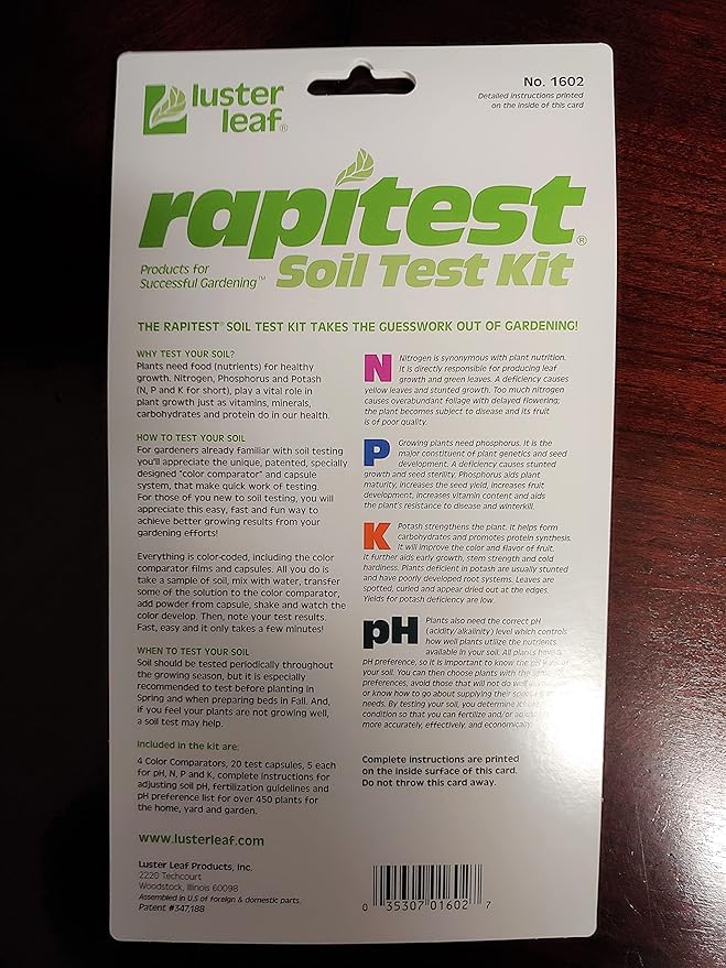 Rapitest Soil Test Kit for Gardens,Vegetables,Flowers and Lawns. USA designed and assembled soil tester completely,quickly & accurately measures/analyzes-soil pH acidity & garden nutrients(Pack of 6) - Image 7