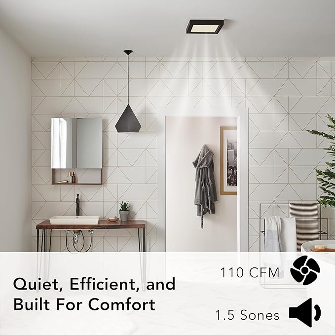 Broan® 110 CFM Decorative Bathroom Exhaust Fan with LED Light and Matte Black Trim, ENERGY STAR® certified - Image 5