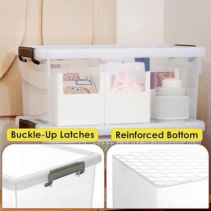 Citylife 33 Qt. Plastic Storage Bins with Lids Large Stackable Storage Containers for Organizing Clear Durable Storage Box, 4 Pack - Image 8