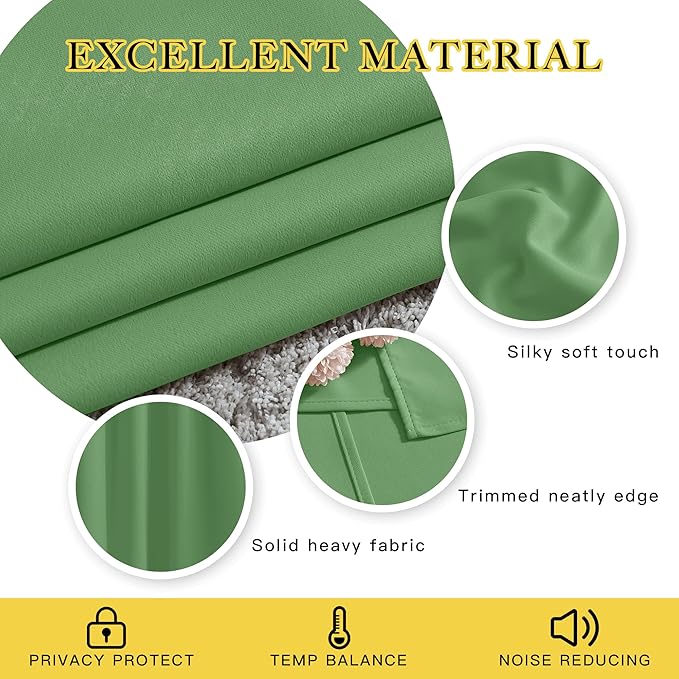NICETOWN Froest Green Blackout Curtains 84 inch Length, Grommet Top Room Darkening Drapes for Bedroom Living Room, Light Blocking Window Covering for Privacy (W66 x L84 Inch, 1 Panel) - Image 3