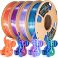 OVV3D 3D Printer Filament, PLA Filament 1.75mm Bundle, Dual Color Filament, Coextrusion 3D Filament, Silk PLA Color Change Every Inch, 3D Printing Filament +/-0.02mm, 200g X 4 Spool by OVV3D