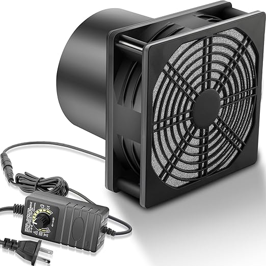 GDSTIME 120mm x 38mm 12V DC Axial Fan with 4 Inch Duct Flange Variable Speed Controller, 110V 120V AC Powered, Small Air Exhaust Fume Smoke Extractor Kit for Soldering, 3D Printer Enclosure by GDSTIME