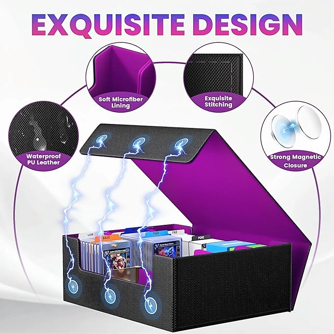 Card Storage Box For Trading Cards 1800+,Card Deck Box With 10 Dividers,6 Foam Stoppers,4 Supporters,Commander Deck Case Fit For Toploaders,MTG,YuGiOh,TCG and Magic Cards - Image 6