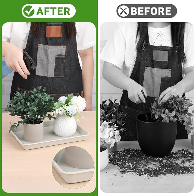 GREANER 11 Inch Plant Ttray, 3 Packs Durable Plastic Humidity Trays for Indoor Plants, Plant Saucers for Outdoors, Drip Trays for Potted Plants(Beige) - Image 5