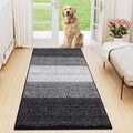 Smiry Dog Door Mat for Muddy Paws, Absorbs Moisture and Dirt, Low-Profile Entryway Mat with Non-Slip Backing, Entry Indoor Outdoor Doormat for Inside Floor (47x24 Inches, Black, Striped) by Smiry