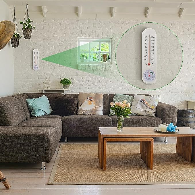 Leinuosen 10 Pcs Indoor Outdoor Wall Thermometer Humidity Meter Vertical Thermometer and Hygrometer Wireless Temperature Humidity Gauge Meter with Fahrenheit/Celsius for Patio Garden - Image 7