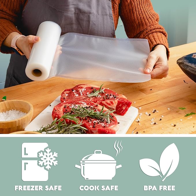 Avid Armor Vacuum Sealer Bags & Rolls – Heavy Duty, BPA-Free, Pre-Cut & Custom-Sized for Food Storage, Meal Prep & Sous Vide – 20 Pint, 30 Quart, 2 Rolls (11"x20ft), 1 Roll (8"x20ft) - Image 3