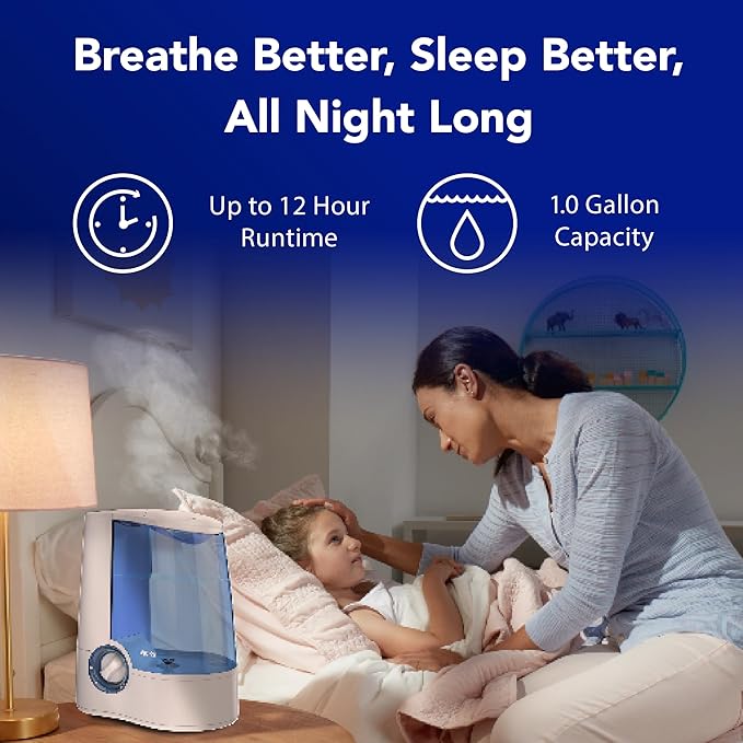 Vicks Warm Mist Humidifier Filter‑Free 1 Gal Tank, Auto Shut‑Off, Night Light, VapoPad and VapoSteam Compatible - Image 4