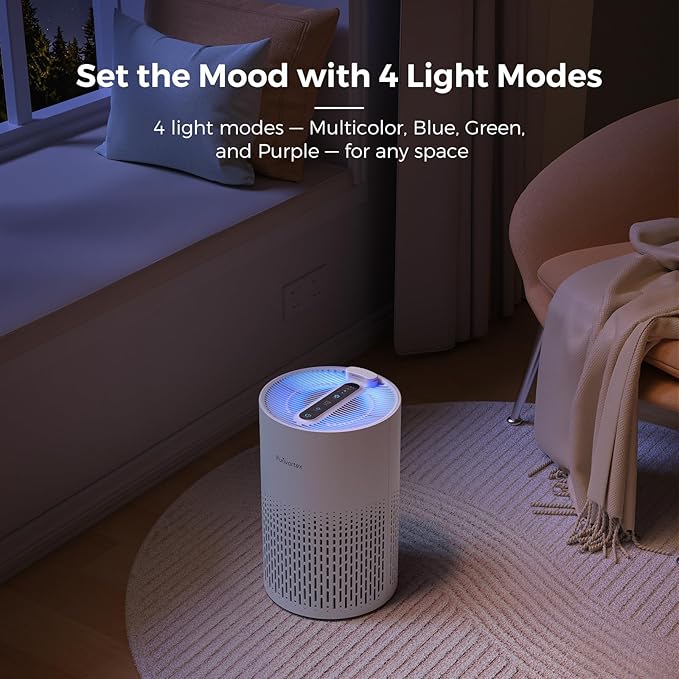 Purivortex Air Purifiers for Home, Quiet HEPA Air Filter for Pollen, Smoke, Dust, Pet Dander, Odor, Hair, Covers Up to 880 Sq Ft (Model: PX500 White with Fragrance Sponge) - Image 7