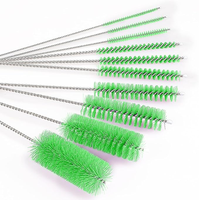 CiaraQ Bottle Cleaning Brushes, 8 Inch Nylon Tube Brush Set, Cleaner for Narrow Neck Bottles Cups with Hook, Set of 10pcs. - Image 6